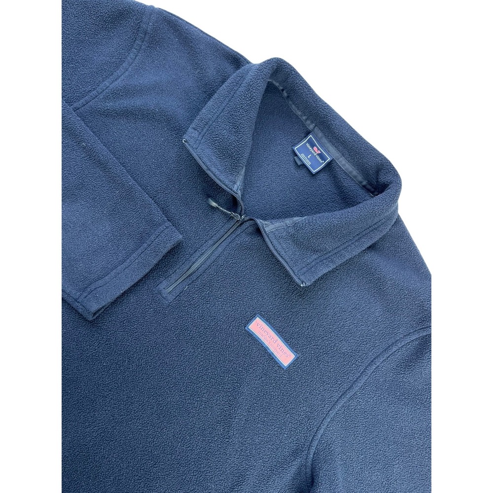 Vineyard Vines Quarter Zipโ Fleece Pullover Navy Blue Womens Size Large